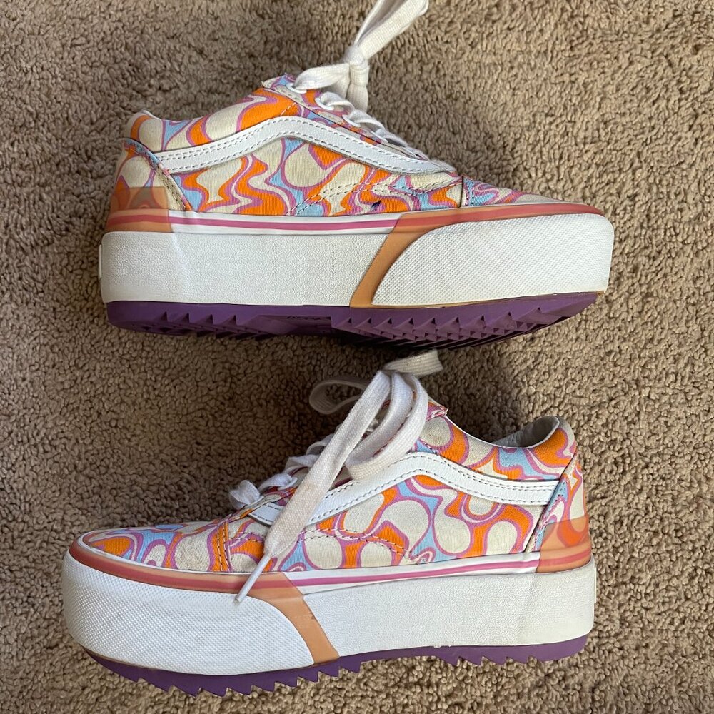 Vans Old Skool Stackform UV Ink Peace Platform Sneakers US Mens 3.5 US Women 5 - Picture 5 of 10